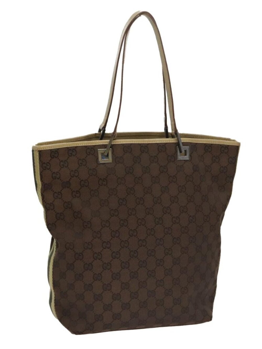 GUCCI GG Canvas Sherry Line Tote Bag Brown 31243 Auth ep7003